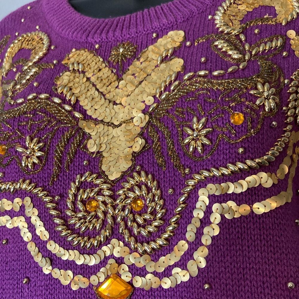 Victoria Harbour Purple Sweatshirt with Gold Accents - Picture 3 of 6